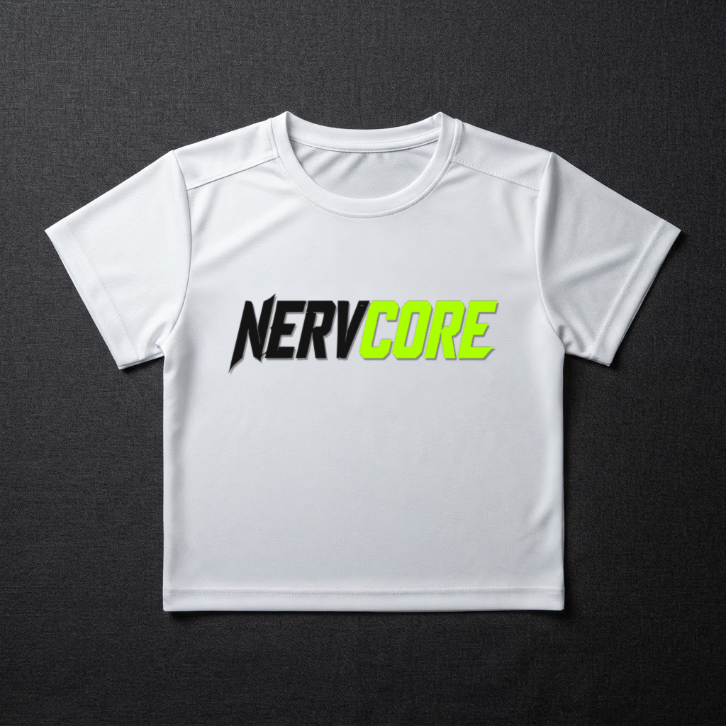 Tricou alb NERVCORE din colecția MISIUNEA NERVCORE